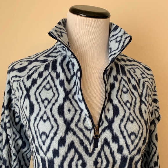 123 Marmot blue diamond print fleece quarter zip pullover sweater small - Picture 6 of 6